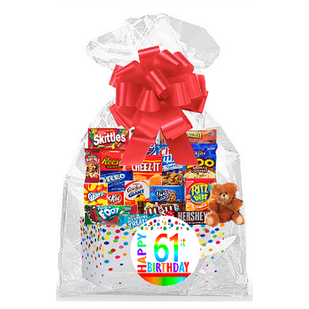 Signature Cookie Gift Box - CakeSupplyShop Item#061BSG Happy 61st Birthday Rainbow Thinking Of You Cookies, Candy & More Care Package Snack Gift Box Bundle Set - Ships FAST!