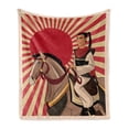 thumbnail image 1 of Samurai Soft Flannel Fleece Throw Blanket, Japanese Man on a Horse Cartoon Style Oriental Culture Comic Book Effect Stripes, Cozy Plush for Indoor and Outdoor Use, 50" x 60", Multicolor, by Ambesonne, 1 of 6