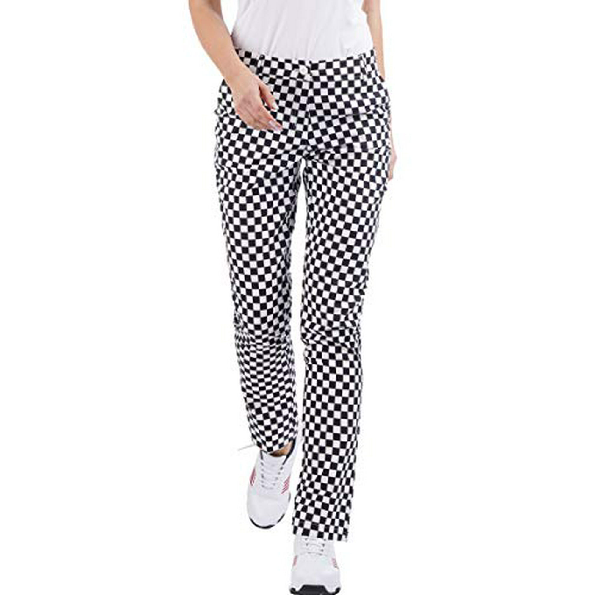 Women's Golf Pants,Plaid Stretch Straight Golf Pants Women