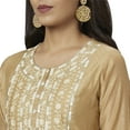 thumbnail image 5 of Globus Women Beige & White Yoke Design Regular Mirror Work A-Line Kurta, 5 of 6