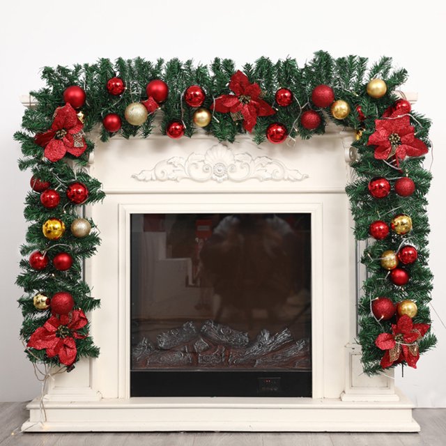 Adorno Navideño de Ratán con Flores Rojas Grandes onlyliua Versión Encriptada y extendida