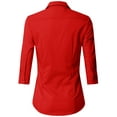 thumbnail image 3 of Doublju Women's 3/4 Sleeve Slim Fit Button Down Dress Shirt (Plus Size Available), 3 of 5