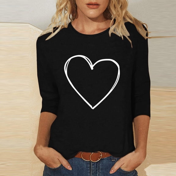 Vetsdori Shirts for Women Gifts for Girlfriend Graphic Plus Size Blouses Summer 3/4 Sleeve,Cute Crew Neck Trendy Juniors Tops Holiday