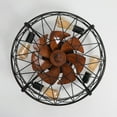 thumbnail image 4 of Canddidliike Caged Ceiling Fan with Light, Bladeless Industrial Ceiling Fan with Remote for Kitchen, Farmhouse, Bedroom, Walnut, 4 of 6