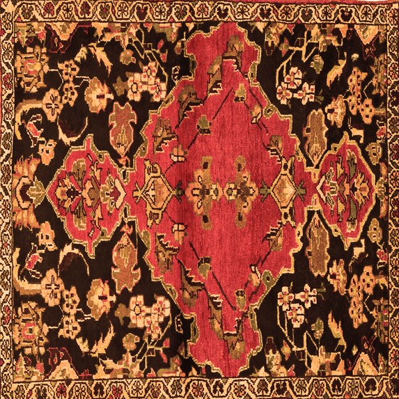 Ahgly Company Indoor Square Persian Orange Traditional Area Rugs, 7' Square