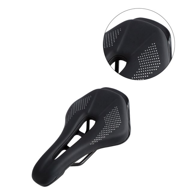 Soidarity Asiento de sillín de bicicleta de carretera Diseño hueco Asiento de cojín de cuero de PU transpirable Accesorio de ciclismo de carretera Ciclismo negro Soidarity OD000144-04B