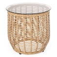 thumbnail image 1 of Noble House Boynton Wicker Side Table with Tempered Glass Top in Light Brown, 1 of 10