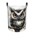 thumbnail image 1 of Balery Whimsical Owl On Branch Cesta de ropa redonda con asas, impermeable, independiente, para ropa, juguetes, dormitorio y familia-Small, 1 of 6