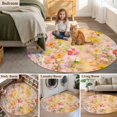thumbnail image 5 of Spring Floral Round Area Rug 3.3 FT, Non Slip Small Entryway Kitchen Mat, Watercolor Elegant Summer Flowers Botanical Washable Soft Circular Rug Non-Shedding Door Mat for Bathroom Playroom Kids Room, 5 of 9