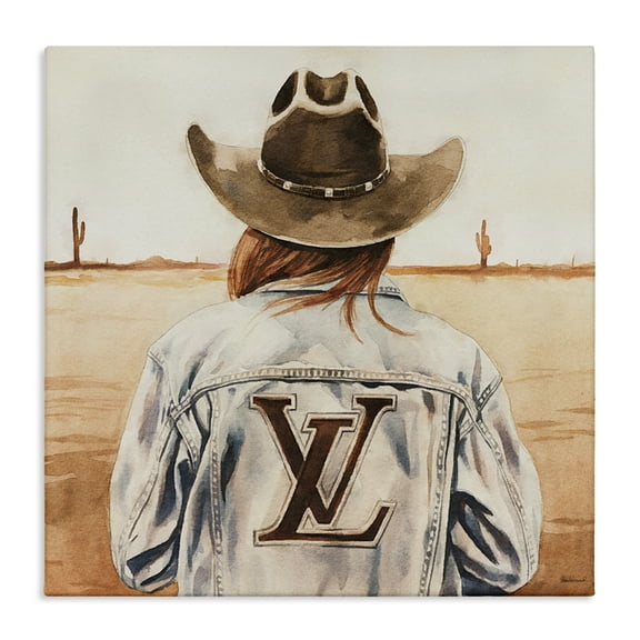 Stupell Industries Desert Cowgirl Fashion Brand People Painting Wrapped Canvas Art Print Wall Art, 17 x 17