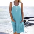 thumbnail image 2 of Vestido informal de verano para mujer, sin mangas, hasta la rodilla, plisado, con estampado de bolsillo Pompotops ghjkhdj3690, 2 of 8