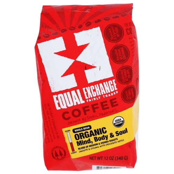 Equal Exchange Organic Whole Bean Mind, Body and Soul Coffee, 12 Ounce -- 6 per case.