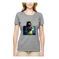 thumbnail image 2 of Wild Bobby, Colorful Cosmic Neon Astronaut Lunar Spaceman Moon Galaxy, Fashion, Women Graphic Tee, Heather Grey, 3X-Large, 2 of 4