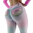 thumbnail image 2 of Hot Tie-dye Colorful Women's Imitation Denim Leggings Large Size Sports Yoga Pants, 2 of 5