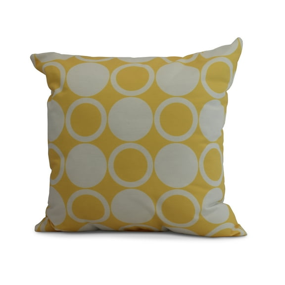 Simply Daisy, 16" x 16" Small Modcircles, Geometric Print Outdoor Pillow, Yellow