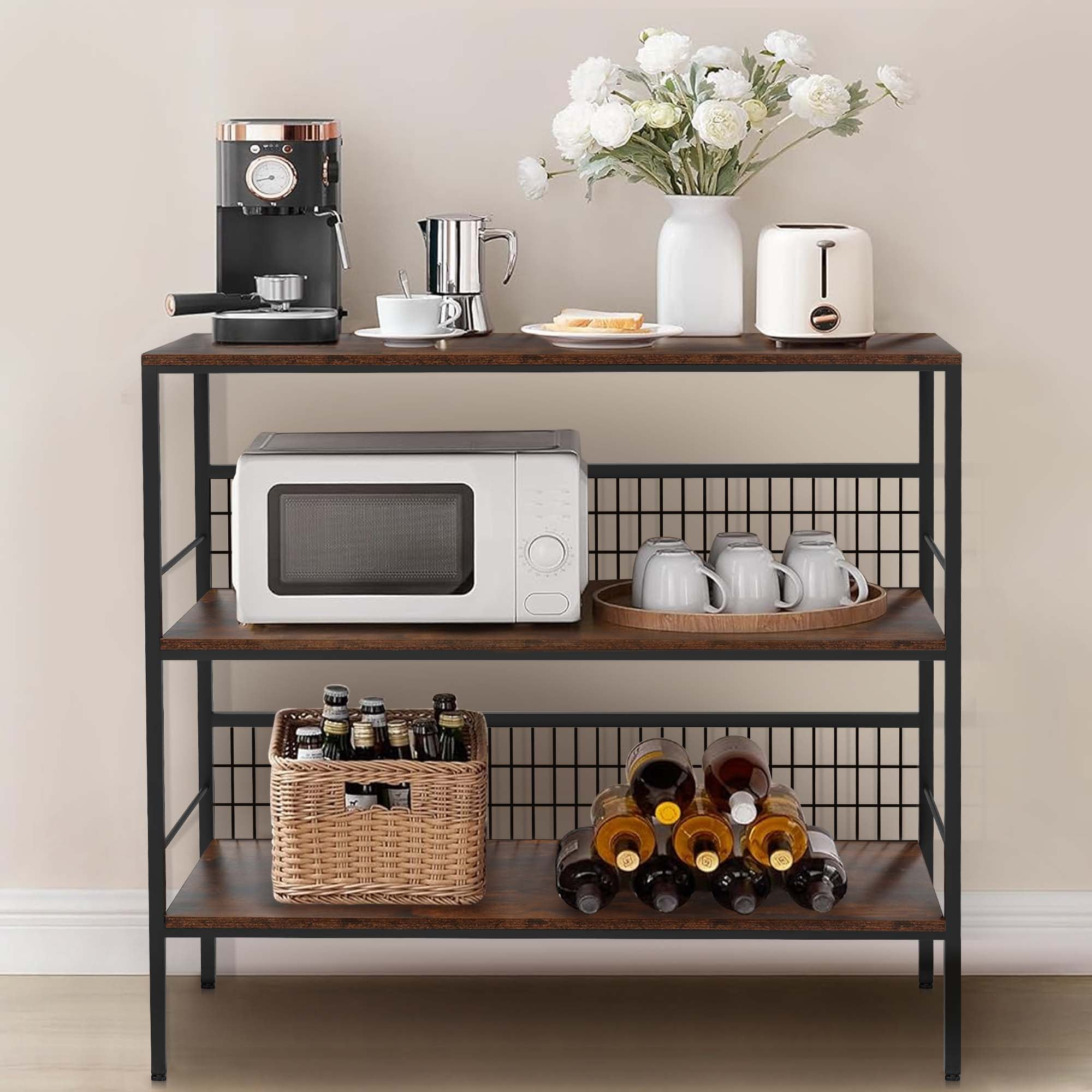 40" Wheeled Kitchen Storage Cart Island with Shelves, Copedvic 3-Tier Kitchen Bakers Rack with 10 Hooks