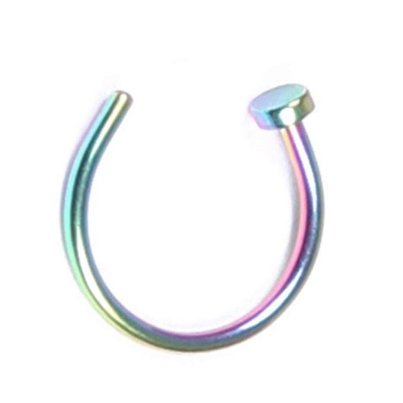 Men Women Stainless Steel Nostril Nose Hoop Jewelry Lip Ring Clip Body Piercing Jewelry Lip Ring - Colorful