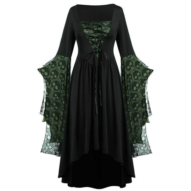 Vestidos Para Mujer Vintage Vendaje Retro Vestido Largo de Gran Tamaño Manga Calavera Encaje Estampado Moderno Vestido de Manga Larga Odeerbi ODB172667