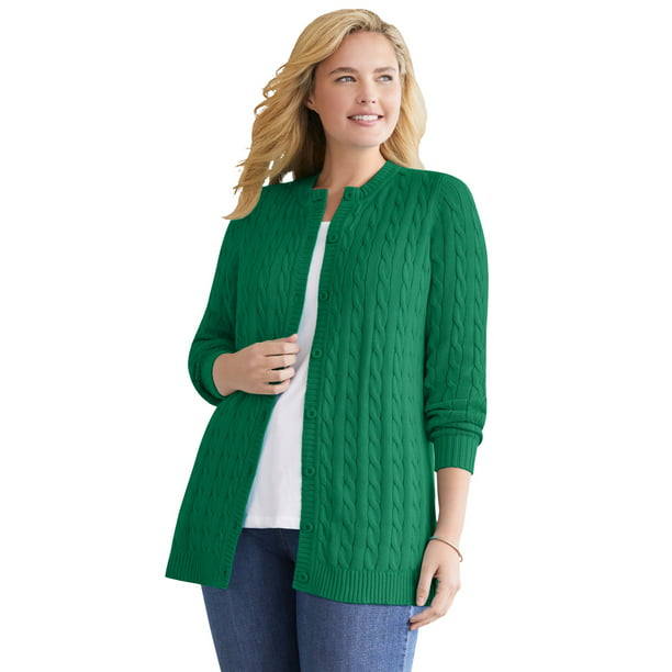 Woman Within Women's Plus Size Knit Cardigan Sweater Walmart.com