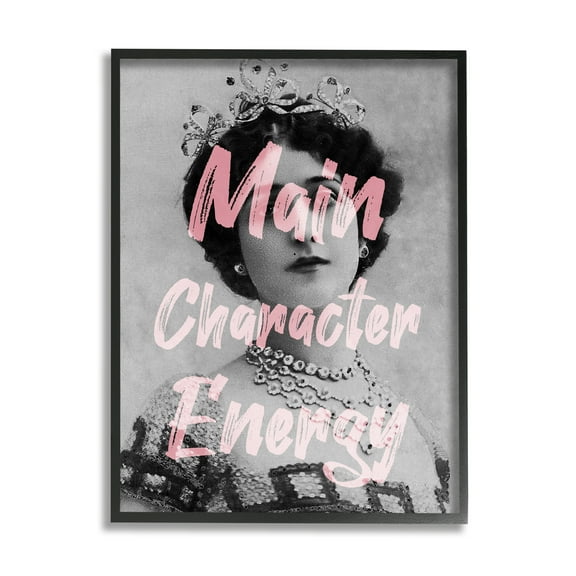Stupell Industries Main Character Energy Trendy Pink Vintage Photography Graphic Art Black Framed Art Print Wall Art, Design by Daphne Polselli