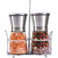 thumbnail image 1 of Juego de molinillos de sal y pimienta gourmet, coctelera de vidrio transparente con tapa de acero inoxidable cepillado, rotor de cerámica no corrosivo, fácil de usar para la cocina y la mesa del, 1 of 4