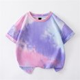 thumbnail image 4 of shoper Baby Girl Clothes Round Neck Shirt Tie-Dye Classic Fit Short Sleeve Vacation Tops Shirts for Teen Kids Purple 110, 4 of 4