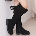 thumbnail image 6 of WREESH Girls' Suede Knee-High Boots with Zip-Up: New Fall/Winter Mid Size High Top Princess Over-Knee Cotton Boots Black, 6 of 9