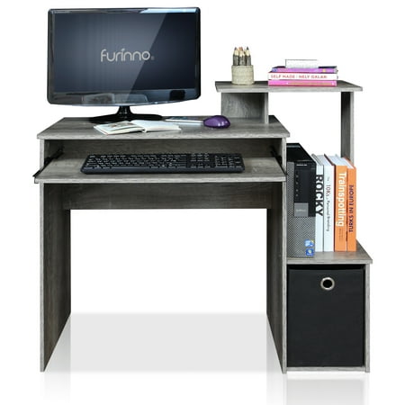 Furinno 12095GYW Econ Multipurpose Home Office Computer Writing Desk with Bin French Oak Grey