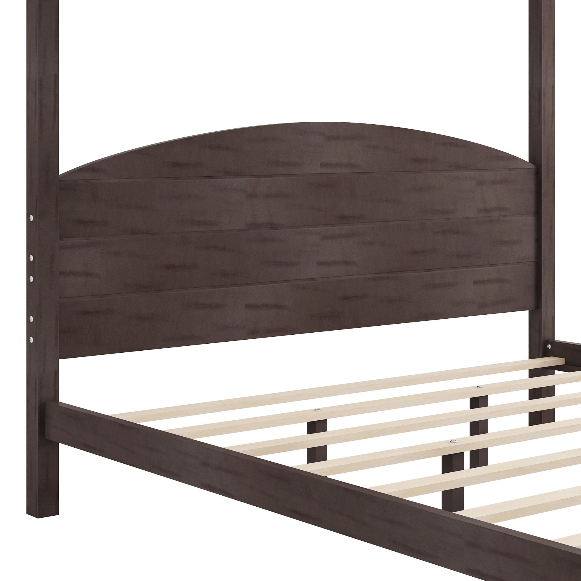 EUROCO Wood King Size Canopy Bed Frame, Solid Wood Platform Bed Legs for Kids Teens Adults, Brown