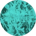 thumbnail image 1 of Ahgly Company Indoor Round Abstract Turquoise Blue Modern Area Rugs, 5' Round, 1 of 4