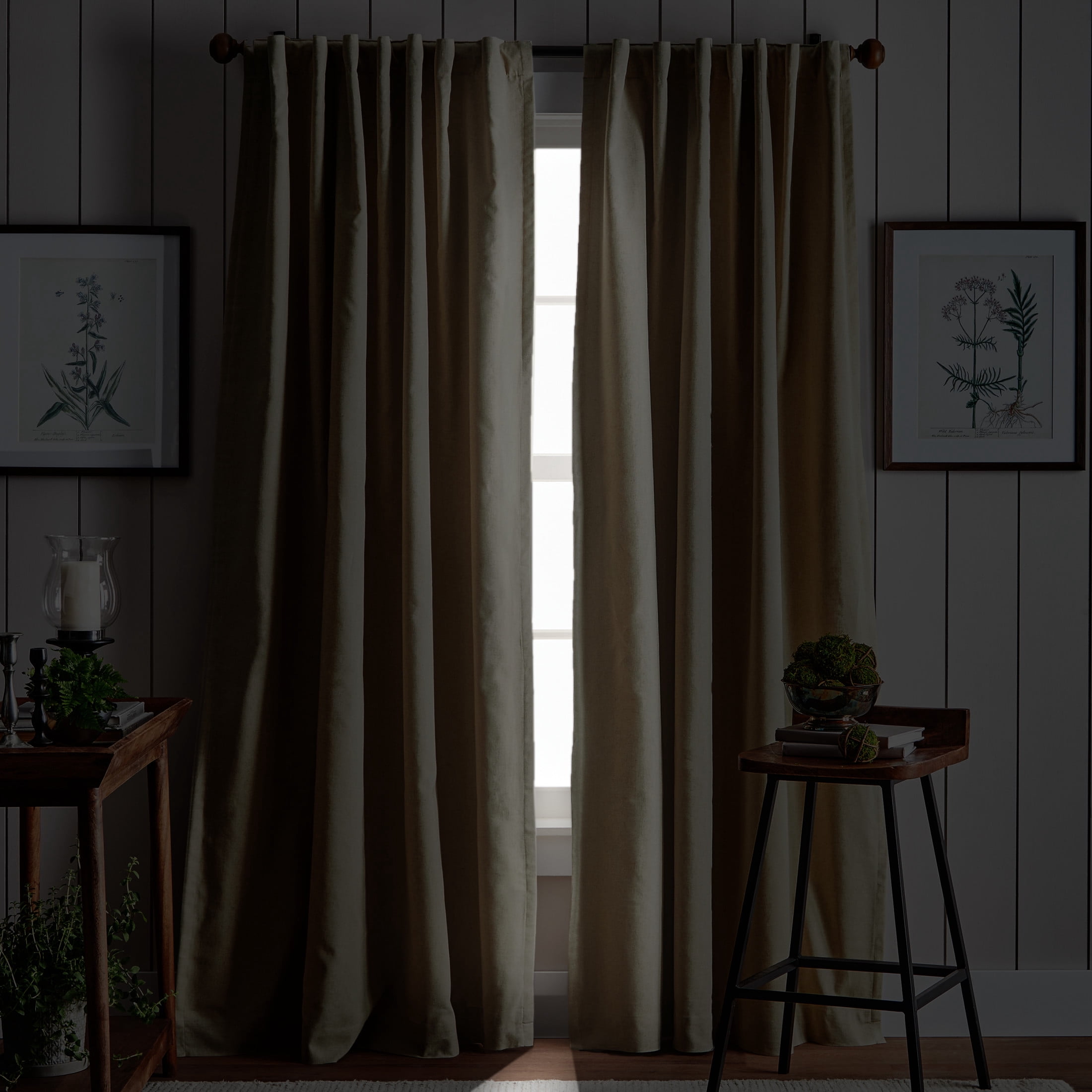 Martha Stewart Lido Curtain Panel Pair, Linen, Back Tab, Blackout, Indoor, Adult, 2 Piece Set, 50" x 84"