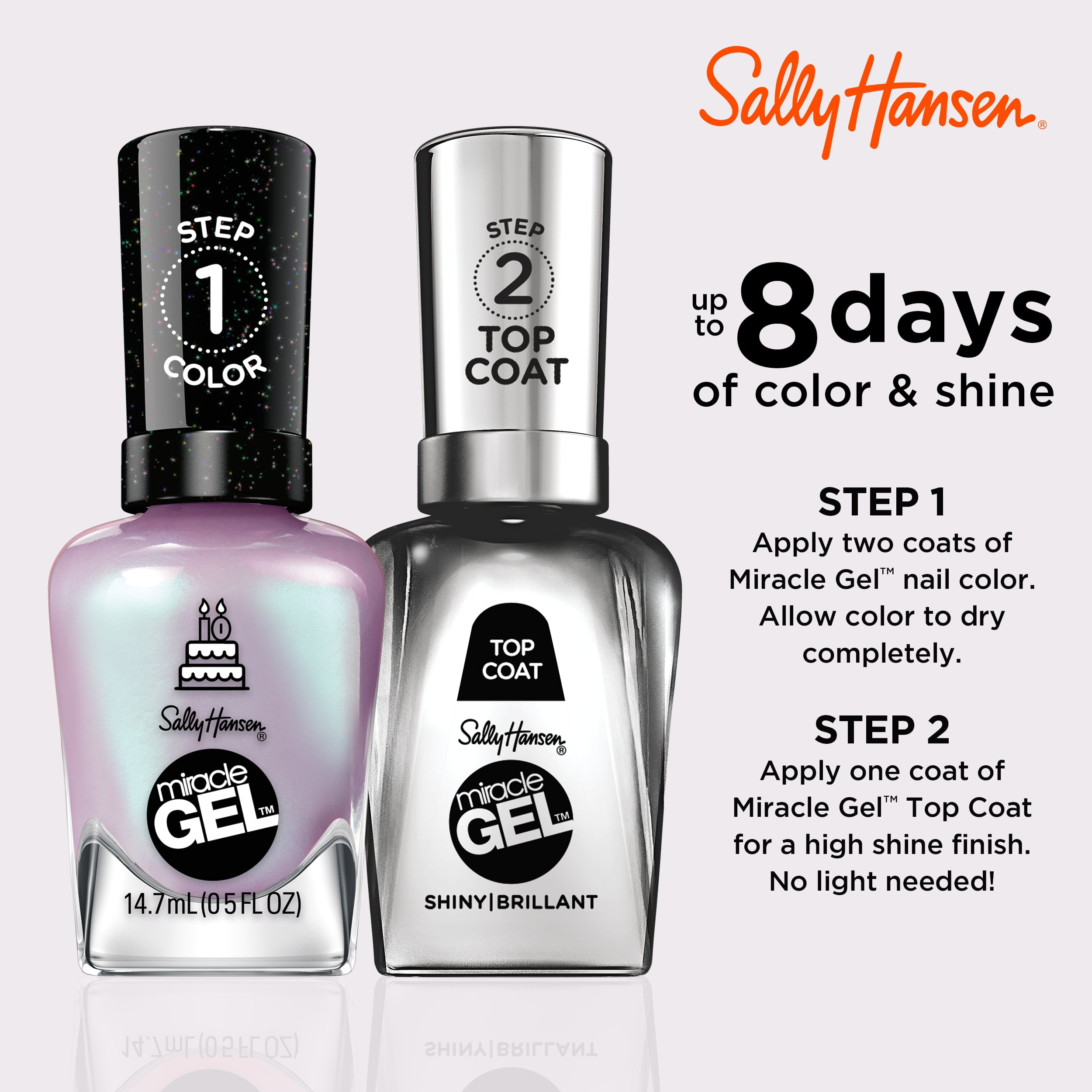 Sally Hansen Miracle Gel Nail Polish, 532 Affairy to Remember, 0.5 fl oz, No UV Lamp Needed