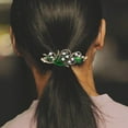 thumbnail image 3 of Pinza de cabellero Forma de Flor Hojas con de Imitación Yuyangstore Barrette Francés Nupcial Sostenedor de Cola Elegante, 3 of 8