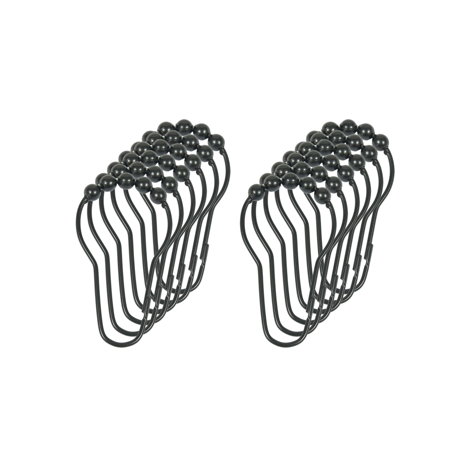 Mainstays, Shower Curtain Rollerball Hooks, Black, 12Piece/Set, 100% Iron