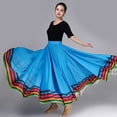 thumbnail image 7 of Byfri Blue Flamenco Dance Skirt, Big Swing Long Mexican Folk Costume for Ballroom, 90cm, 7 of 7