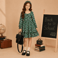 thumbnail image 2 of Lanbubble Girls Fall Dress Long Sleeve Floral Tiered Casual Flowy Dresses Square Neck A Line 7-14Y, 2 of 5