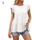 thumbnail image 1 of Camiseta de mujer Verano Encaje Cuello redondo Manga corta Casual Top suelto, Blanco, S seitruly AP001322-01, 1 of 7