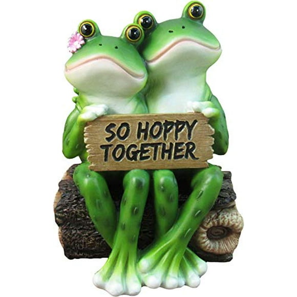 DWK - So Hoppy Grenouilles - couple de Grenouilles Heureux So Hoppy Ensemble Figurine Décorative Amusante Statue Romantique de la Saint-Valentin pour Maison Jardin Patio et Bureau, 6.5 Pouces