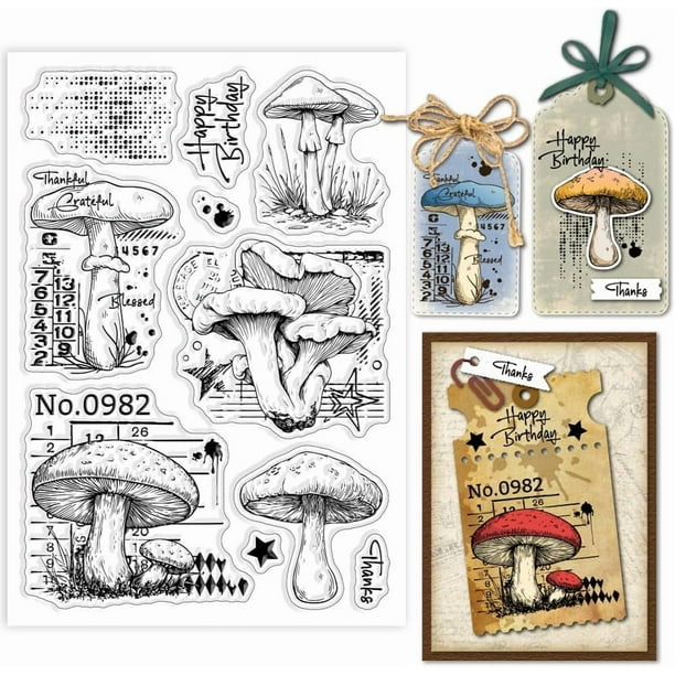Sellos transparentes de silicona con textura retro de setas vintage para tarjetas de felicitación.