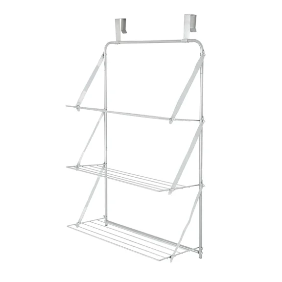 3-Tier Steel Over-The-Door Towel Rack, Silver