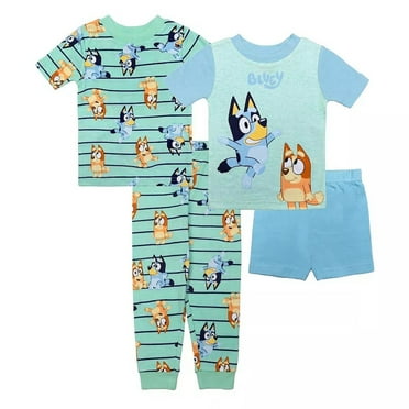 Bluey and Bingo Pups Toddler Boy's 4-Piece Short-Sleeved Pajama Set (Size 3T)