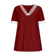 thumbnail image 4 of LVHAOGJOB Womens Loose Tees Short Sleeve Shirts V Neck Daily Tops for Ladies Solid Color, 4 of 6
