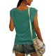 thumbnail image 3 of Camiseta con cuello en V para mujer, chaleco informal con manga casquillo, blusa holgada sólida, camisetas sin mangas, verde menta/XL, 3 of 5