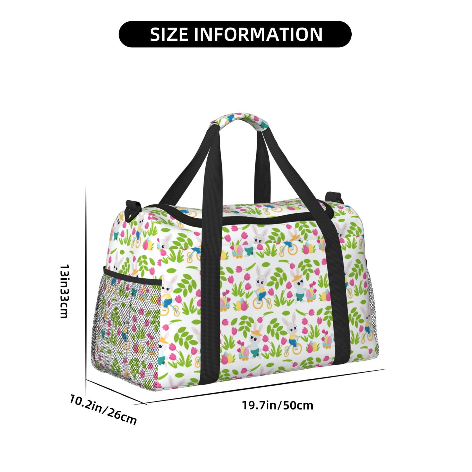 Fuzoiu Happy Easter Print Travel Duffle Bag,Carry On Tote Bags,Duffel Bag,Sport Gym Bag, Hospital Bag for Labor and Delivery, Overnight Bag,Luggage Bag