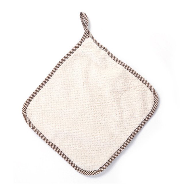 Youkk Cleaning Towel Absorbent Kitchen Hand Dishcloth Coral Velvet Fiber Household Washing Rag, Beige