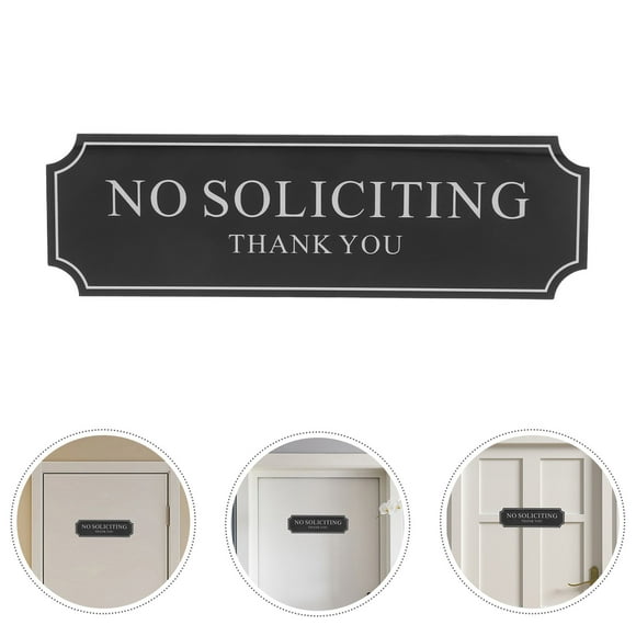 BESTYASH 1Pack No Soliciting Sign for House Front Door Sign Black Acrylic Rectangle