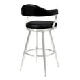 thumbnail image 2 of Amador 26" Counter Height Barstool in Brushed Stainless Steel and Vintage Black Faux Leather, 2 of 2