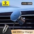 thumbnail image 3 of Baseus - Cargador inalámbrico magnético para coche, soporte para teléfono, 15 W, carga rápida, inalámbrico, para iPhone 16, 15, 14 y 13, 3 of 5