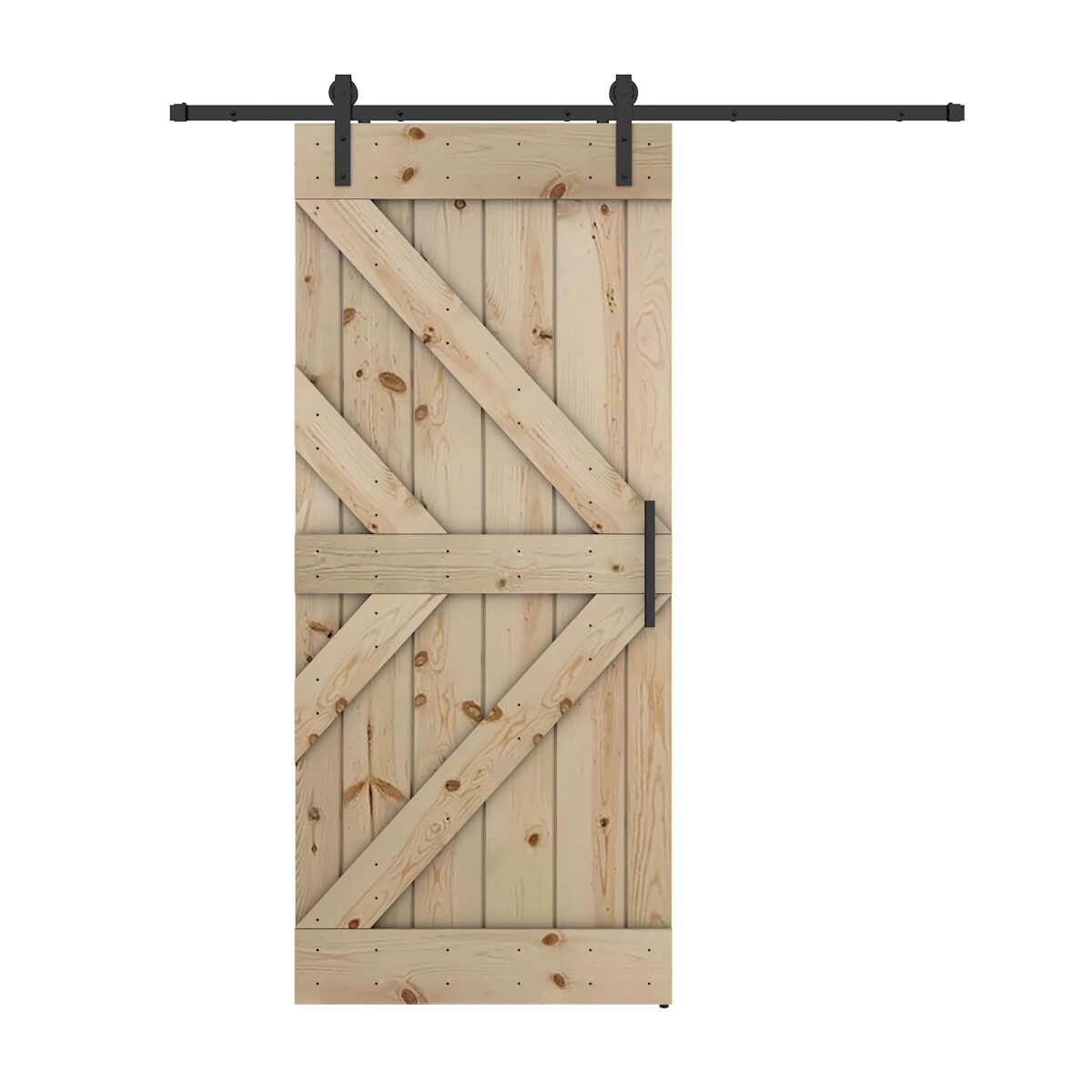 JM Barn Door With Solid Knotty Pine Paneled Wood and Hardware Kit(DIY