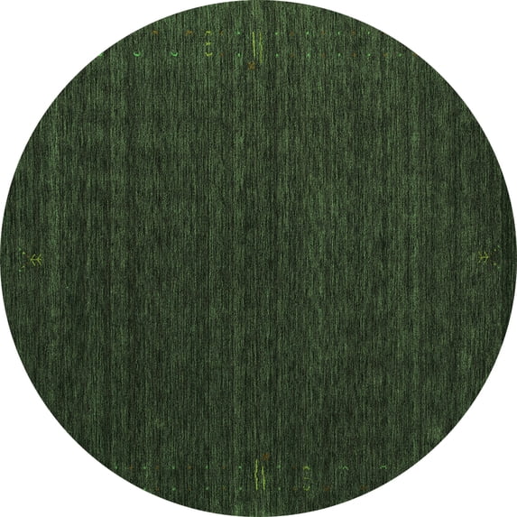 Ahgly Company Indoor Round Abstract Green Contemporary Area Rugs, 3' Round